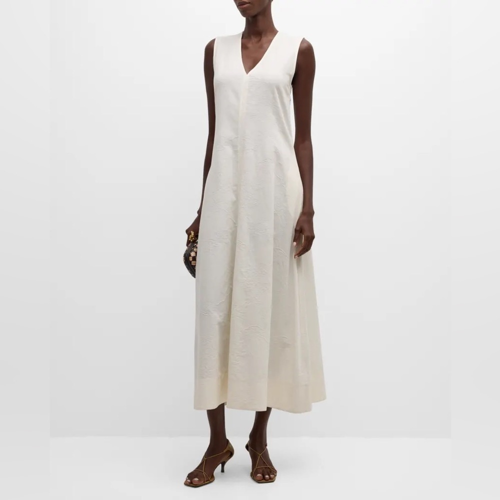 Toteme Plunging Floral Jacquard Twisted Backless Maxi Dress Off White FR 34 700$ - Picture 10 of 17